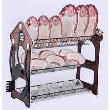 3PCS Plate Rack Wood